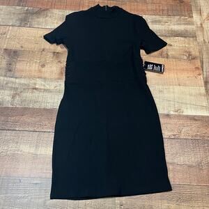Express | NEW Women's LBD Black Minimalist Ribbed Dress Sz S Closet Staple